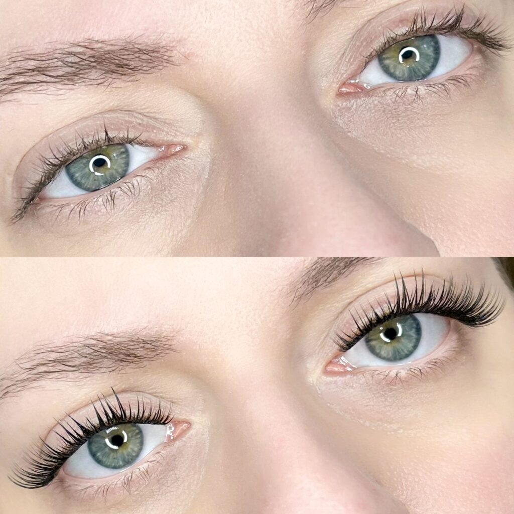 cluster eyelash extensions before and after